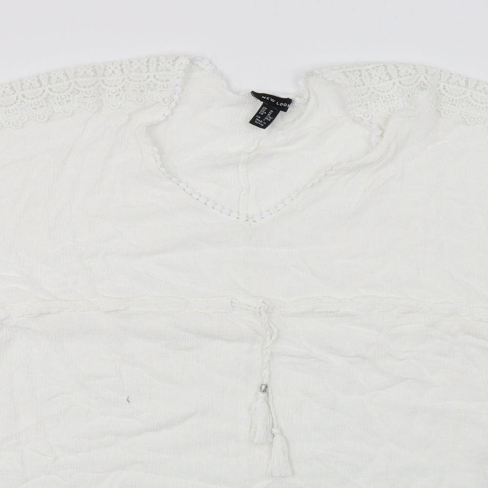 Womens UK Size M New Look White Basic T-Shirt