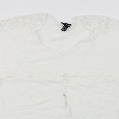 Womens UK Size M New Look White Basic T-Shirt
