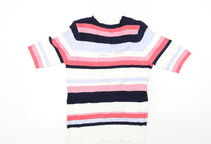 Marks and Spencer Womens White Striped  Pullover Jumper Size 12