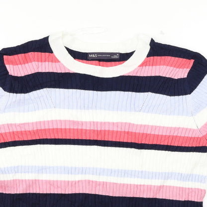 Marks and Spencer Womens White Striped  Pullover Jumper Size 12