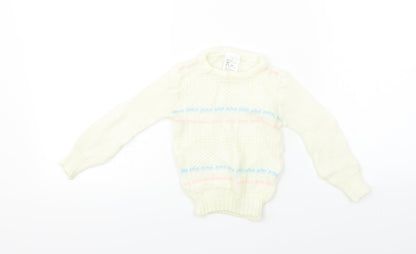 Preworn  Girls Ivory   Pullover Jumper Size 2-3 Years