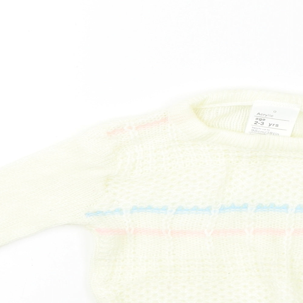 Preworn  Girls Ivory   Pullover Jumper Size 2-3 Years