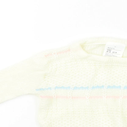 Preworn  Girls Ivory   Pullover Jumper Size 2-3 Years