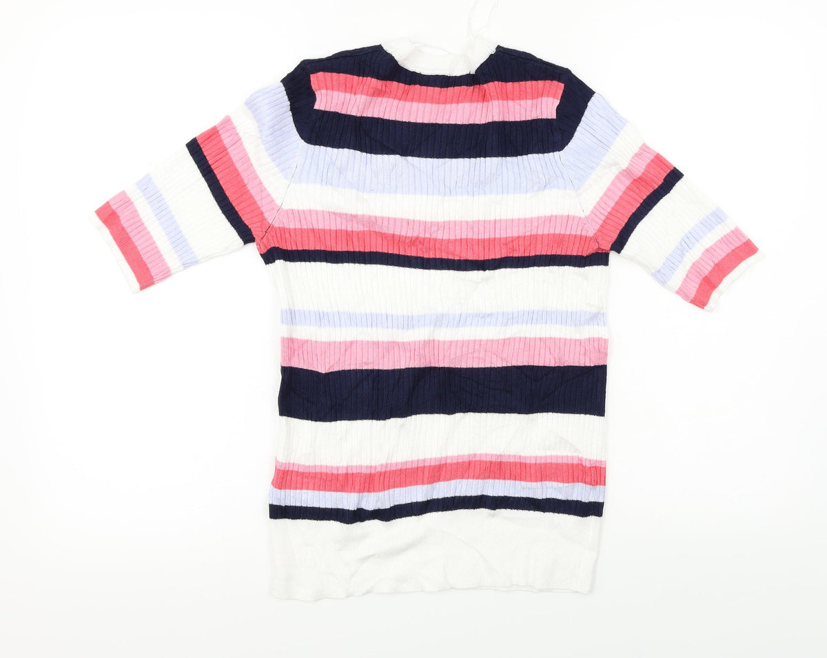 Marks & Spencer  Womens White Striped  Pullover Jumper Size 12
