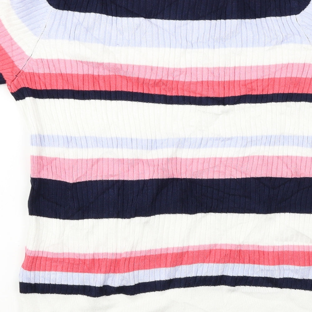Marks & Spencer  Womens White Striped  Pullover Jumper Size 12