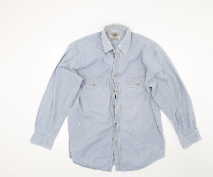 Americano Mens Blue Striped   Button-Up Size L
