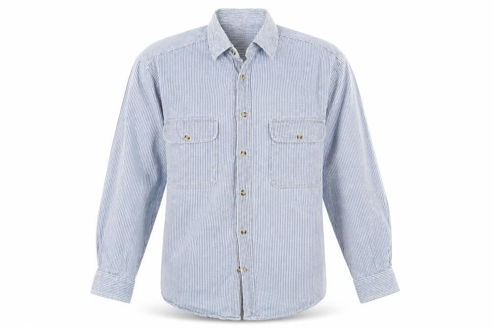Mens UK Size L Americano Blue  Button-Up Long Sleeve Casual Shirt