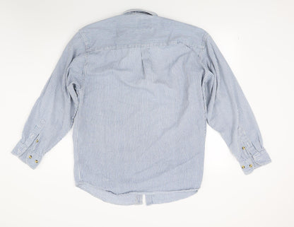 Americano Mens Blue Striped   Button-Up Size L