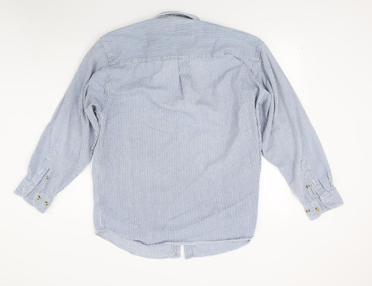 Americano Mens Blue Striped   Button-Up Size L