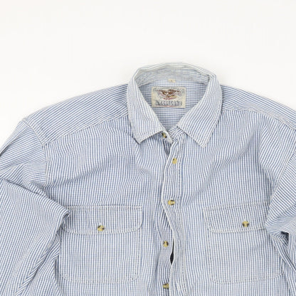 Americano Mens Blue Striped   Button-Up Size L