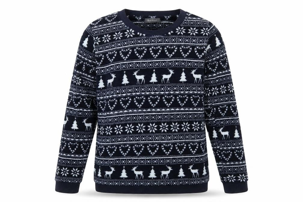 Love To Lounge Womens Blue Solid Fleece Top Pyjama Top Size XS  - Reindeer