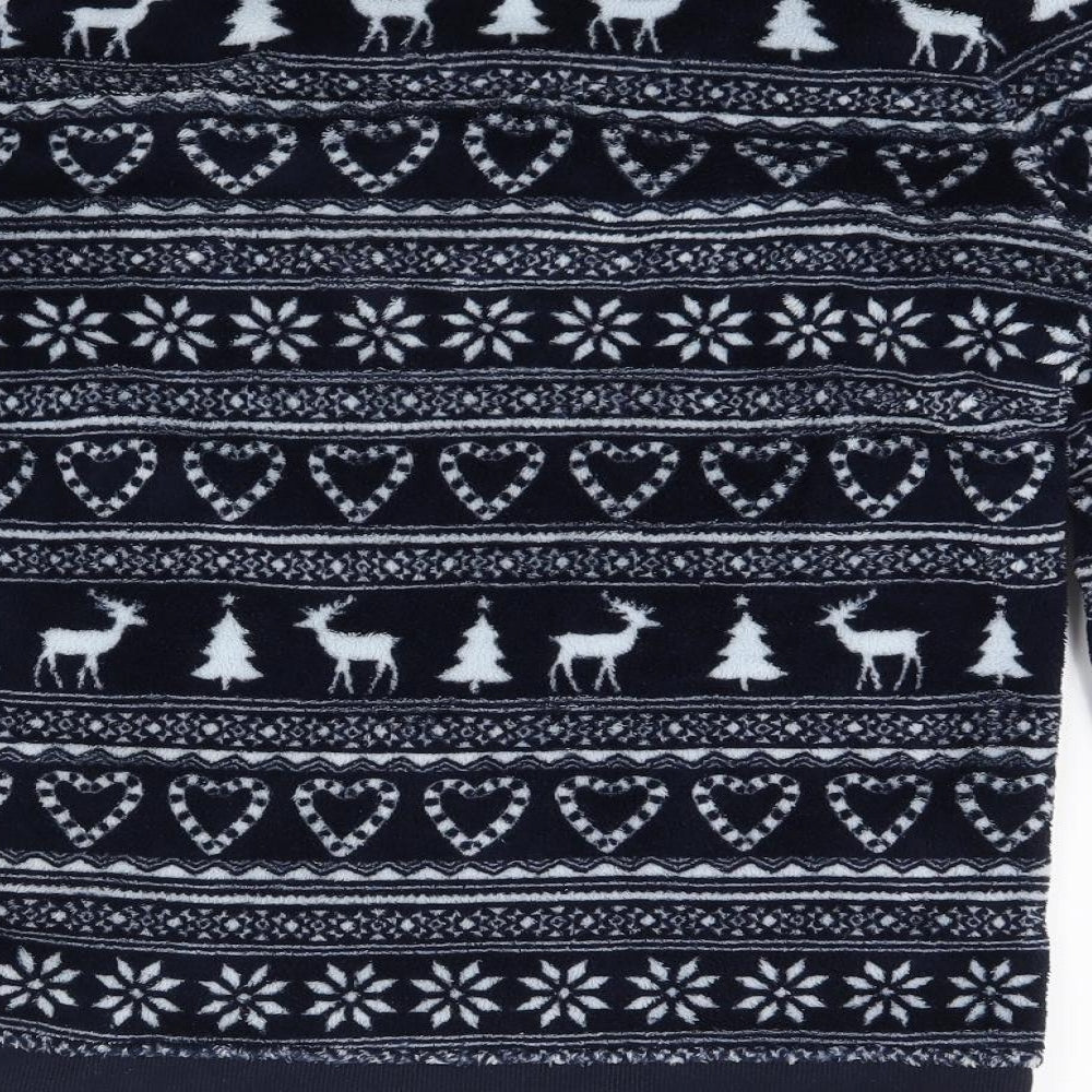 Love to lounge Womens Blue Solid Fleece Top Pyjama Top Size XS  - Reindeer