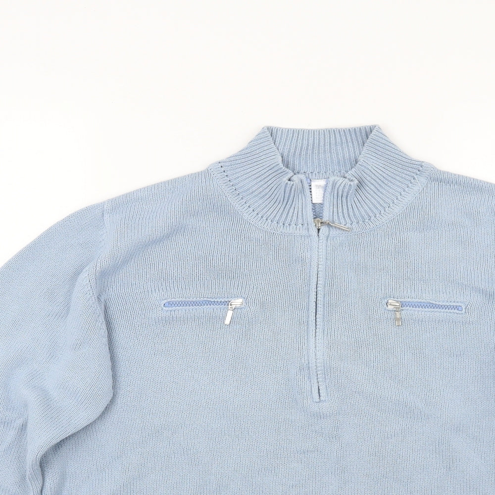 H&M Womens Blue  Knit Henley Jumper Size 12