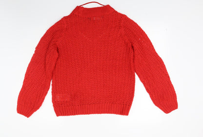 Moda Womens Red  Knit Pullover Jumper Size S
