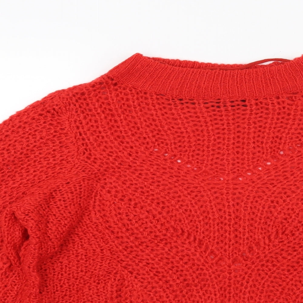 Moda Womens Red  Knit Pullover Jumper Size S