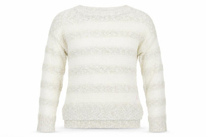 Dorothy Perkins Womens White Striped Knit Pullover Jumper Size 8