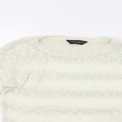 Dorothy Perkins Womens White Striped Knit Pullover Jumper Size 8