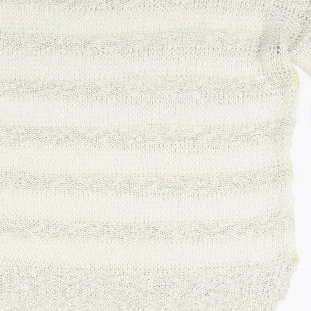 Dorothy Perkins Womens White Striped Knit Pullover Jumper Size 8