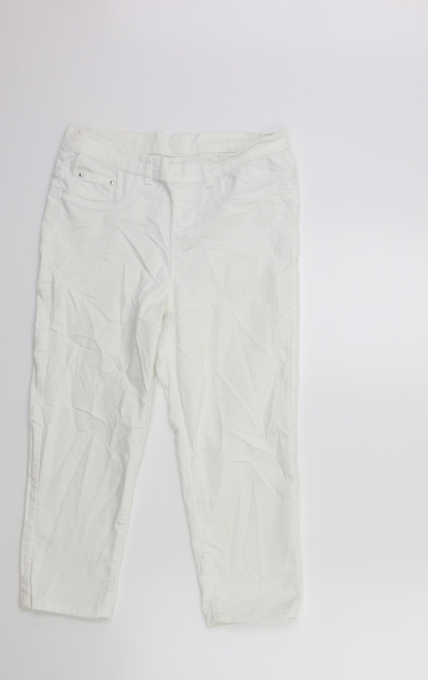 Womens UK Size 28 in Preworn Regular Fit Cropped White Jeans