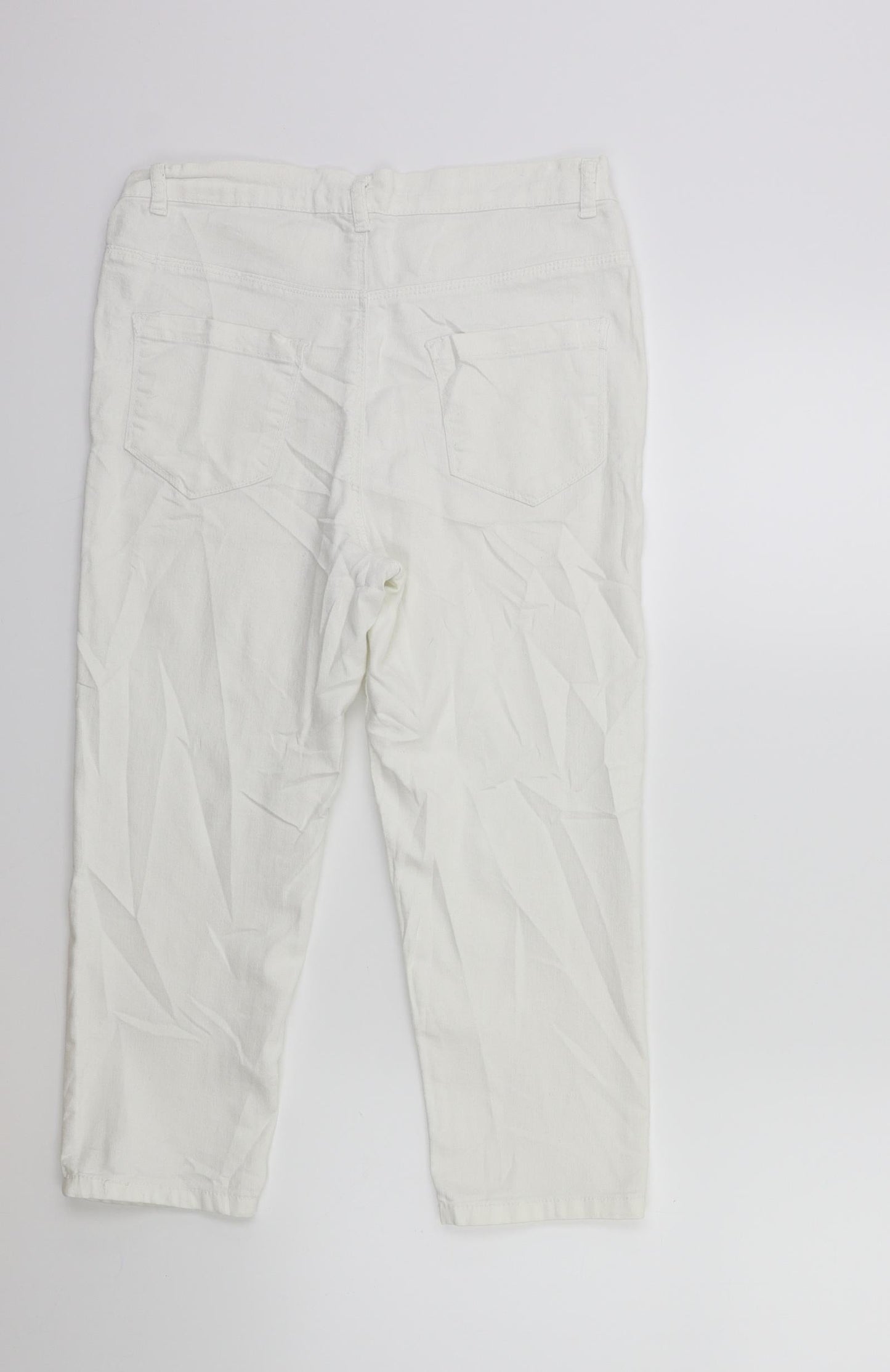 Womens UK Size 28 in Preworn Regular Fit Cropped White Jeans