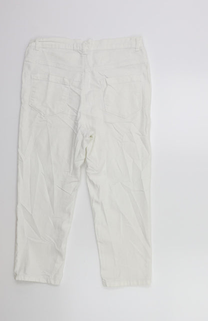 Womens UK Size 28 in Preworn Regular Fit Cropped White Jeans