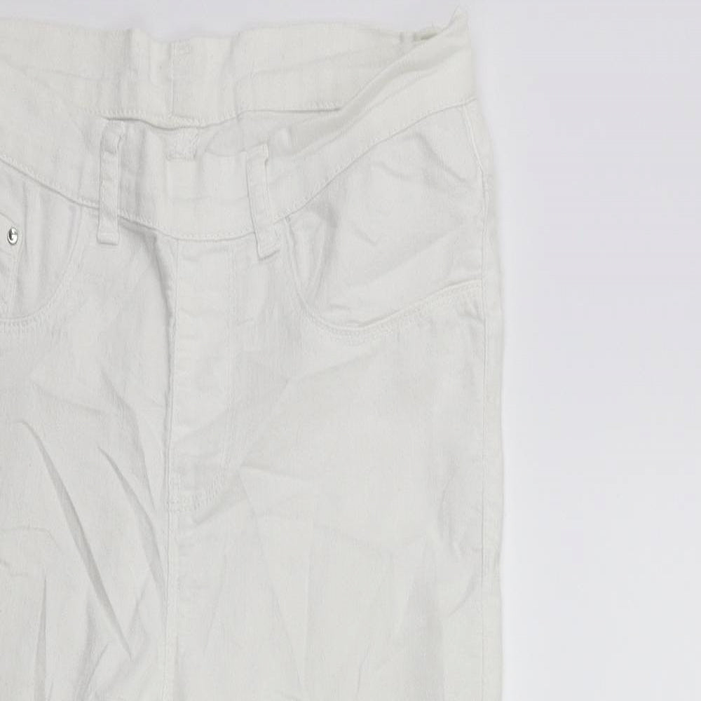 Womens UK Size 28 in Preworn Regular Fit Cropped White Jeans