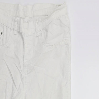 Womens UK Size 28 in Preworn Regular Fit Cropped White Jeans