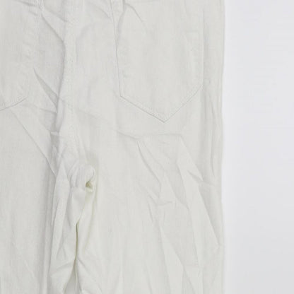 Womens UK Size 28 in Preworn Regular Fit Cropped White Jeans