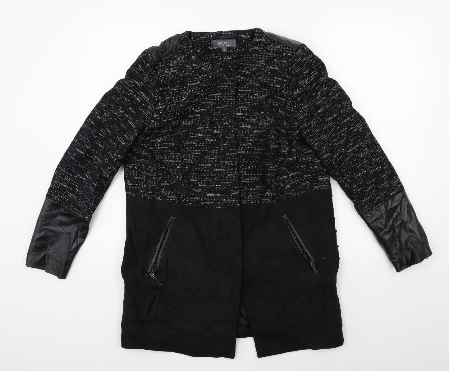 Womens UK Size 10 Per Una Black Overcoat
