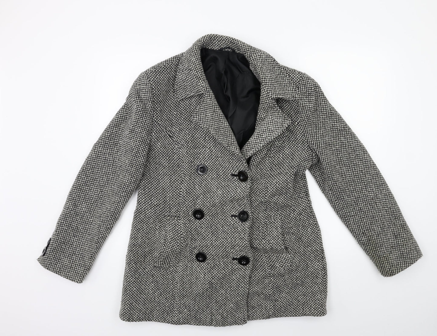 Womens UK Size 14 BHS Black Overcoat