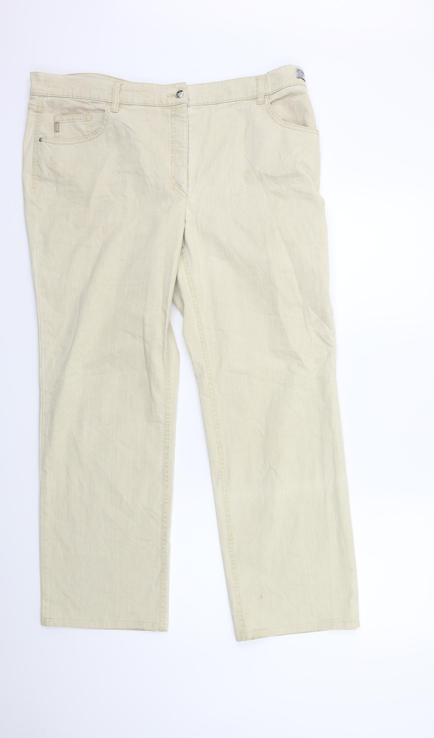 Womens UK Size 20 ZERRES Regular Fit Straight Beige Jeans