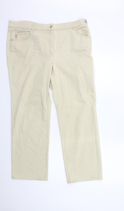 Womens UK Size 20 ZERRES Regular Fit Straight Beige Jeans