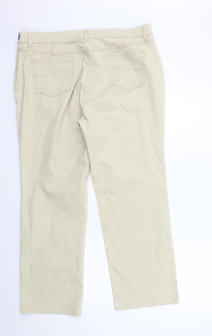 Womens UK Size 20 ZERRES Regular Fit Straight Beige Jeans