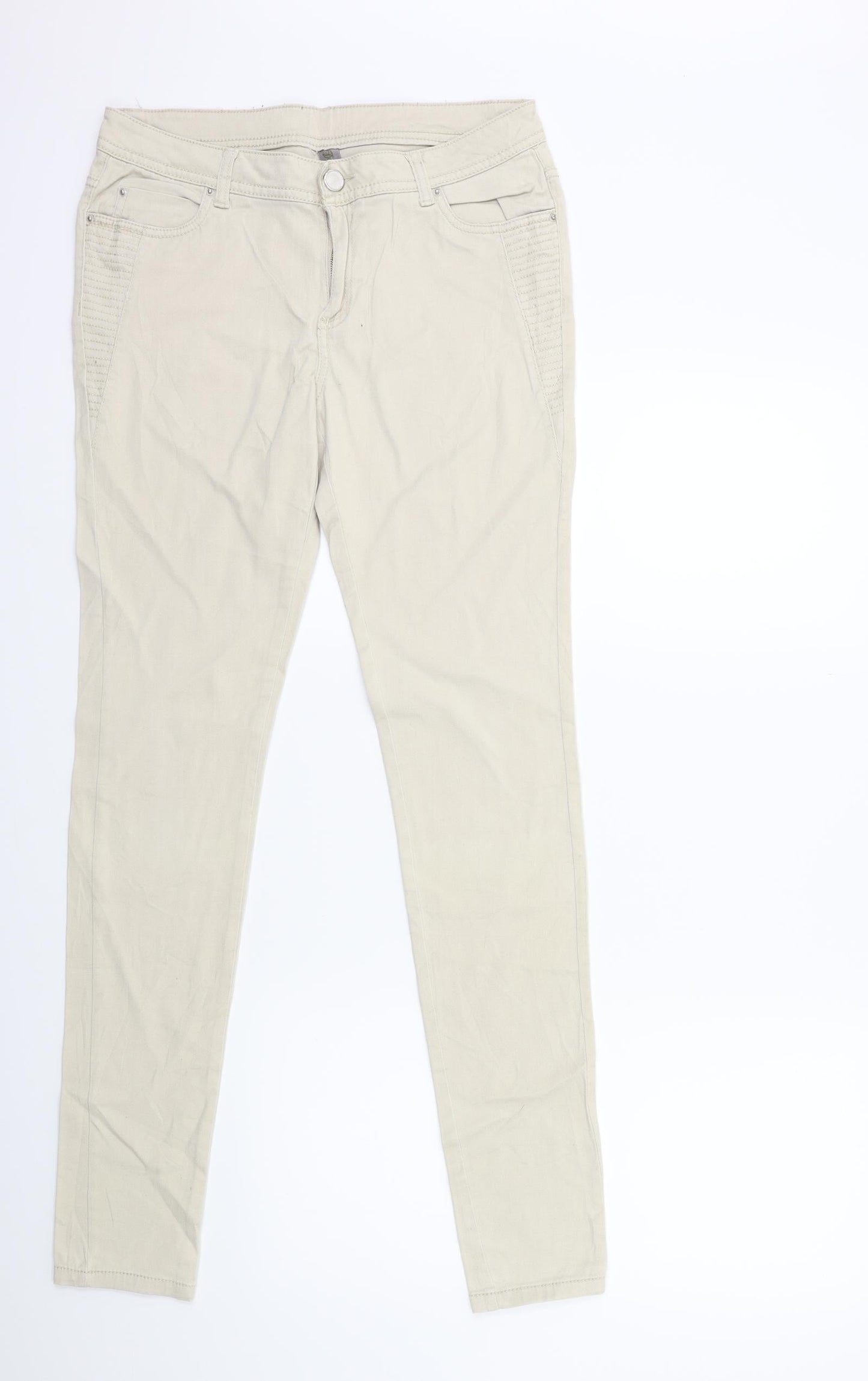 Denim & Co. Womens Beige  Denim Skinny Jeans Size 10 L31 in