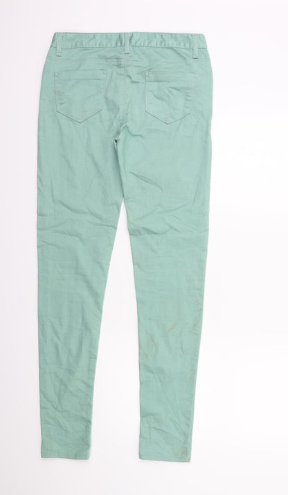 Denim & Co. Womens Green  Denim Skinny Jeans Size 10 L28 in
