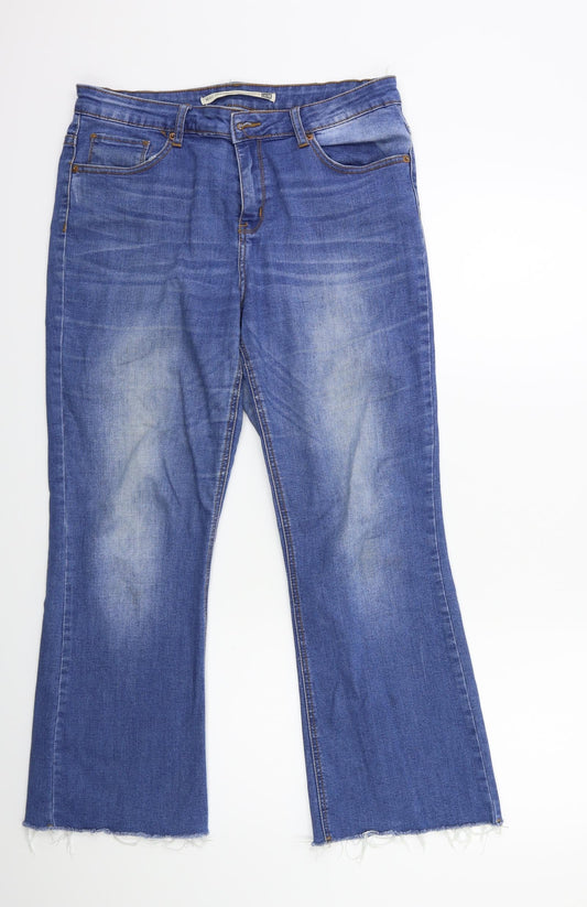 Brave Soul Womens Blue  Denim Flared Jeans Size 32 in L28 in