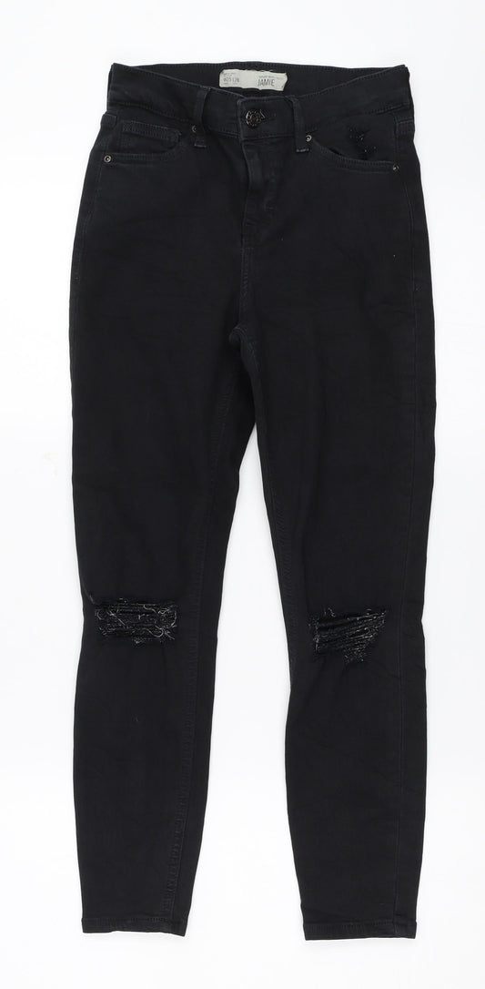 Topshop Womens Black  Denim Skinny Jeans Size 25 in L28 in - jamie jeans