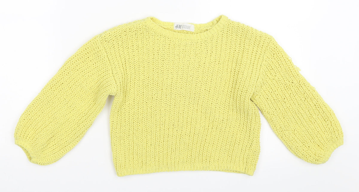 H&M Girls Yellow   Pullover Jumper Size 5-6 Years