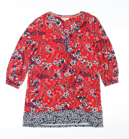 M&Co Womens Red Floral  Shift  Size 10