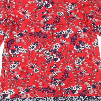 M&Co Womens Red Floral  Shift  Size 10