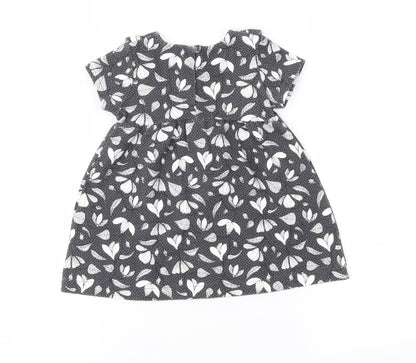 Zara Girls Grey Floral  Fit & Flare  Size 6-9 Months