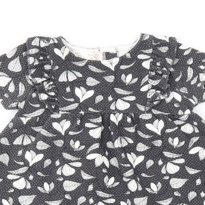 Zara Girls Grey Floral  Fit & Flare  Size 6-9 Months