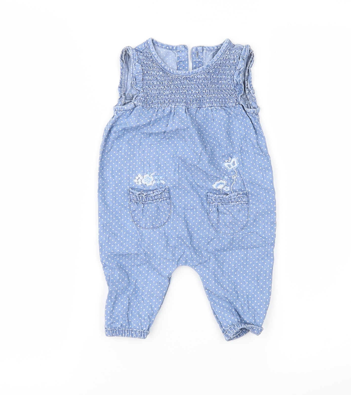 George Girls Blue Polka Dot  Romper One-Piece Size 3-6 Months