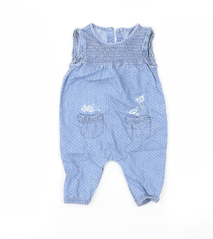 George Girls Blue Polka Dot  Romper One-Piece Size 3-6 Months