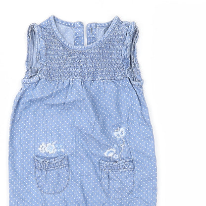George Girls Blue Polka Dot  Romper One-Piece Size 3-6 Months