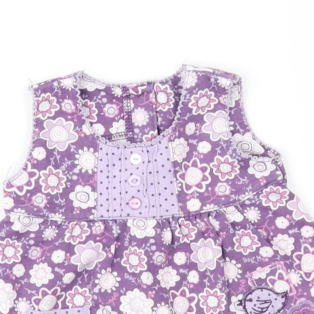 Matalan Girls Purple Floral  Fit & Flare  Size 3-6 Months