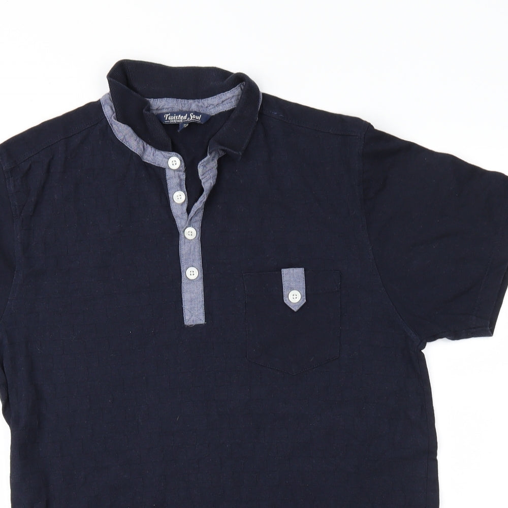 Twisted Soul Mens Blue    Polo Size S