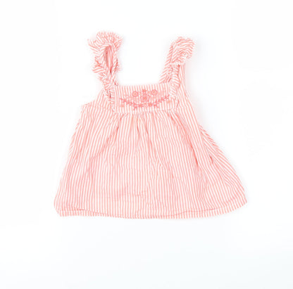 Nutmeg Girls Pink Striped  Pinafore/Dungaree Dress  Size 6-9 Months