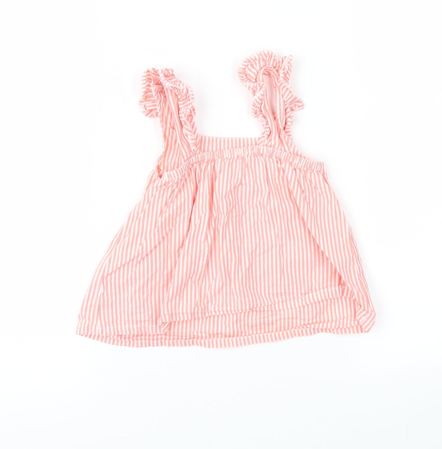 Nutmeg Girls Pink Striped  Pinafore/Dungaree Dress  Size 6-9 Months