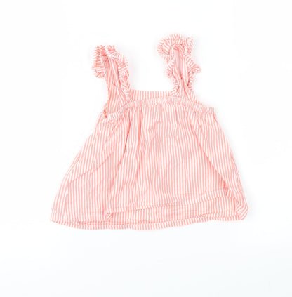 Nutmeg Girls Pink Striped  Pinafore/Dungaree Dress  Size 6-9 Months